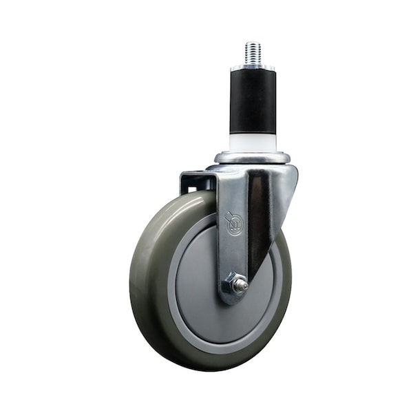5'' SS Gray Poly Wheel Swivel 1-1/2'' Expanding Stem Caster